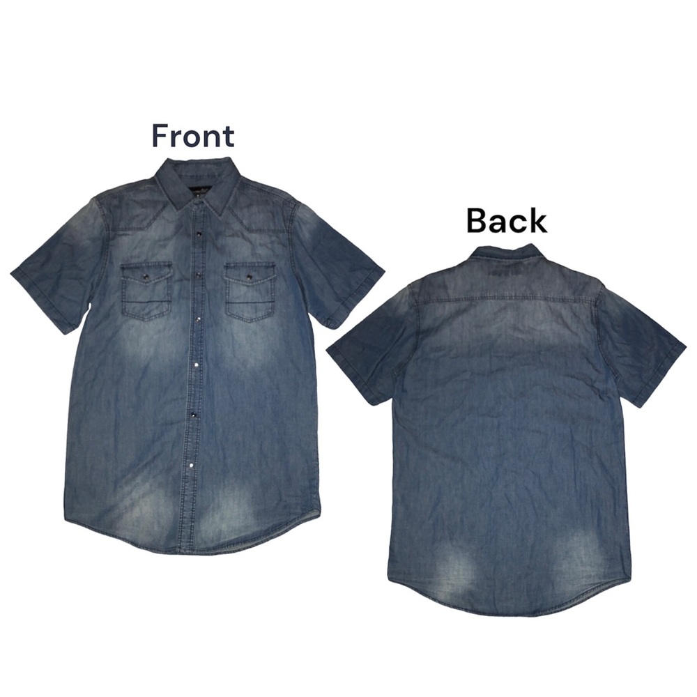 Coastal Button-up Shirt Mens Size M Chambray Blue Short Sleeve NEW